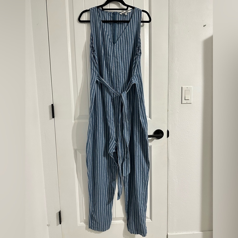 The Nines by Hatch Blue Stripes Sleeveless Jumpsuit